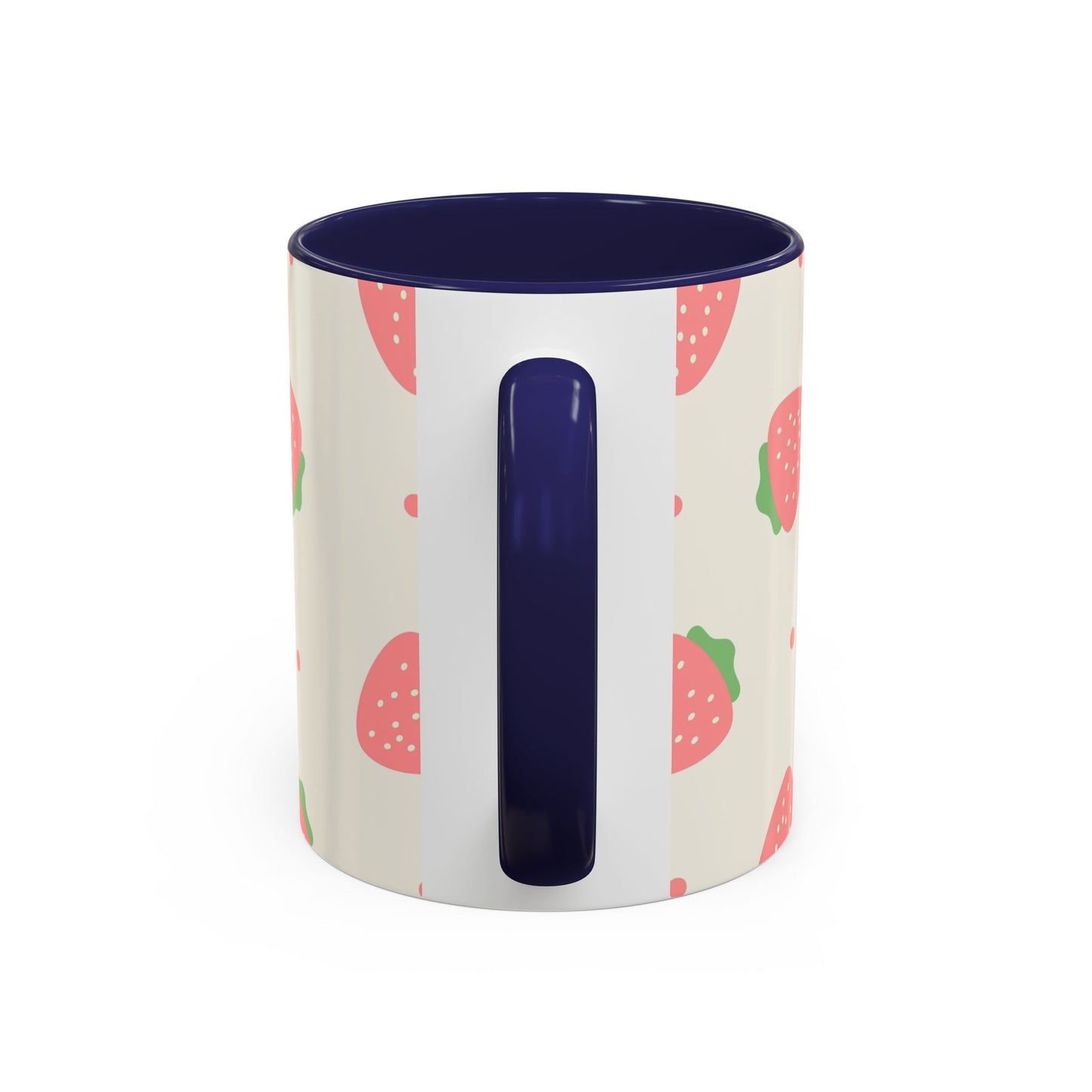 Strawberry Pattern Accent Coffee Mug — Cute Pink Fruit Ceramic Mug (11/15oz)