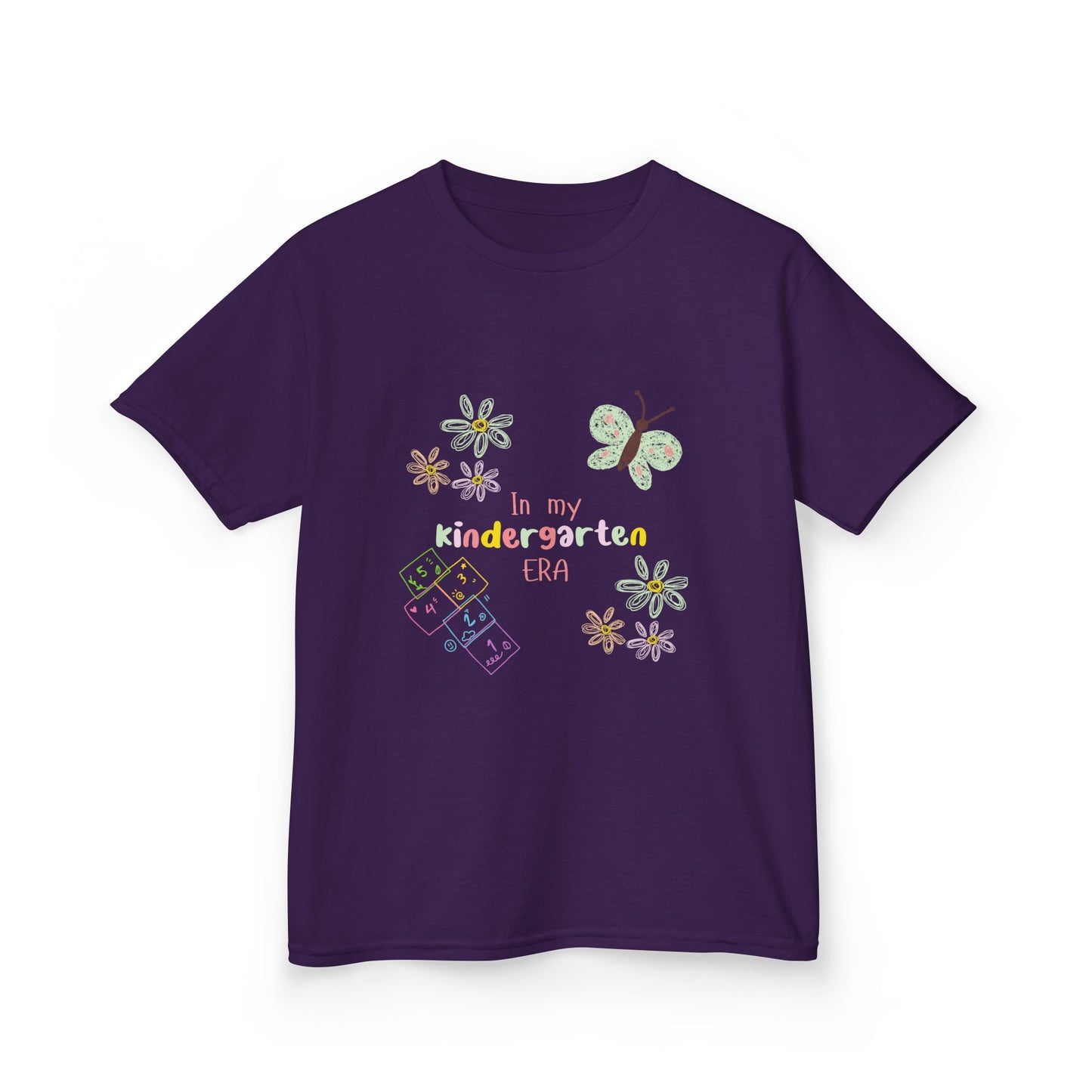 Kindergarten Era Kids T‑Shirt — Cute Butterfly & Crayon Back-to-School Tee
