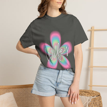 Wifey Flower Tee — Pastel Retro Floral 'Wifey' Graphic T-Shirt