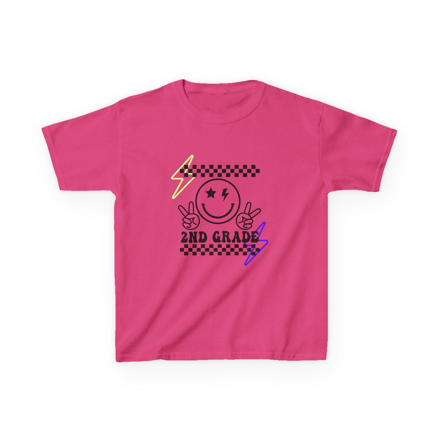 2nd Grade Kids T-Shirt — Smiley Racer Graphic Back-to-School Tee