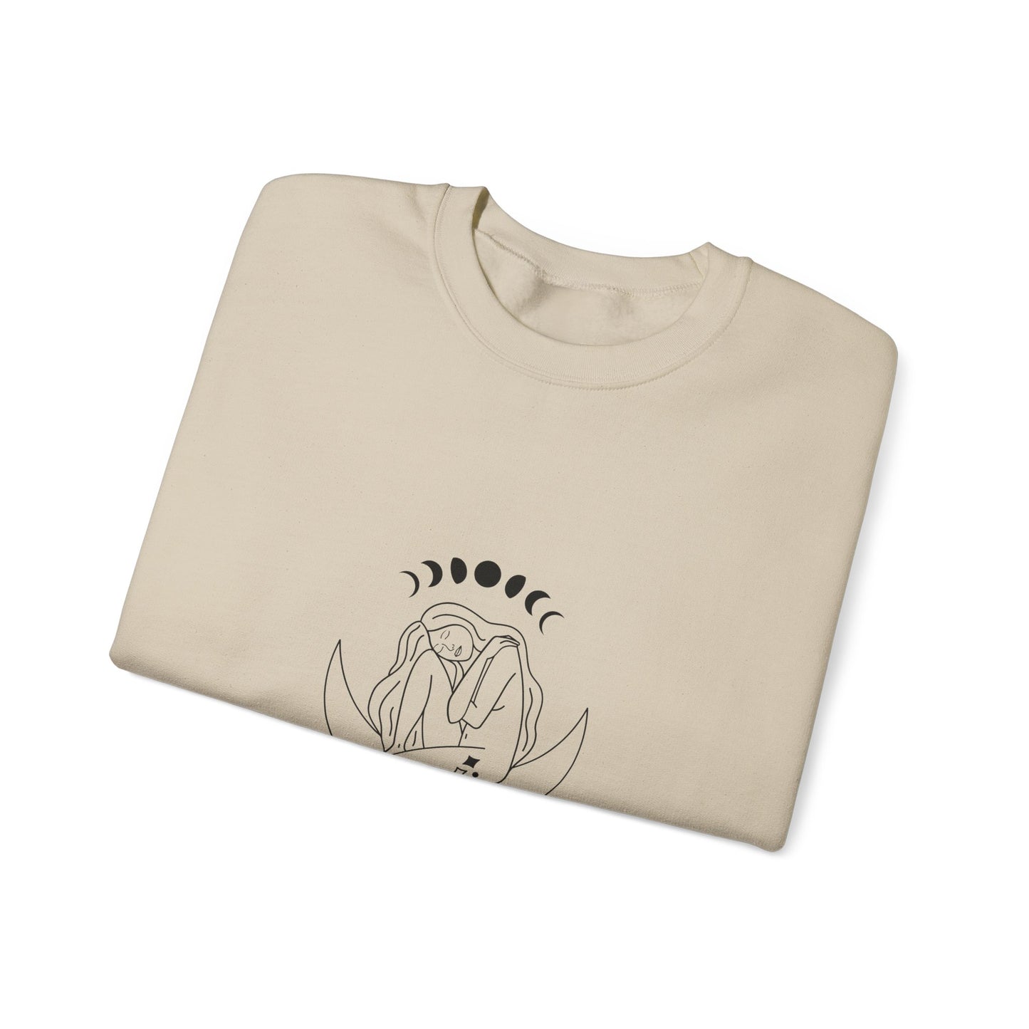 Crewneck Sweatshirt — Minimal Moon Phases Floral “The Moon Made Me Do It”
