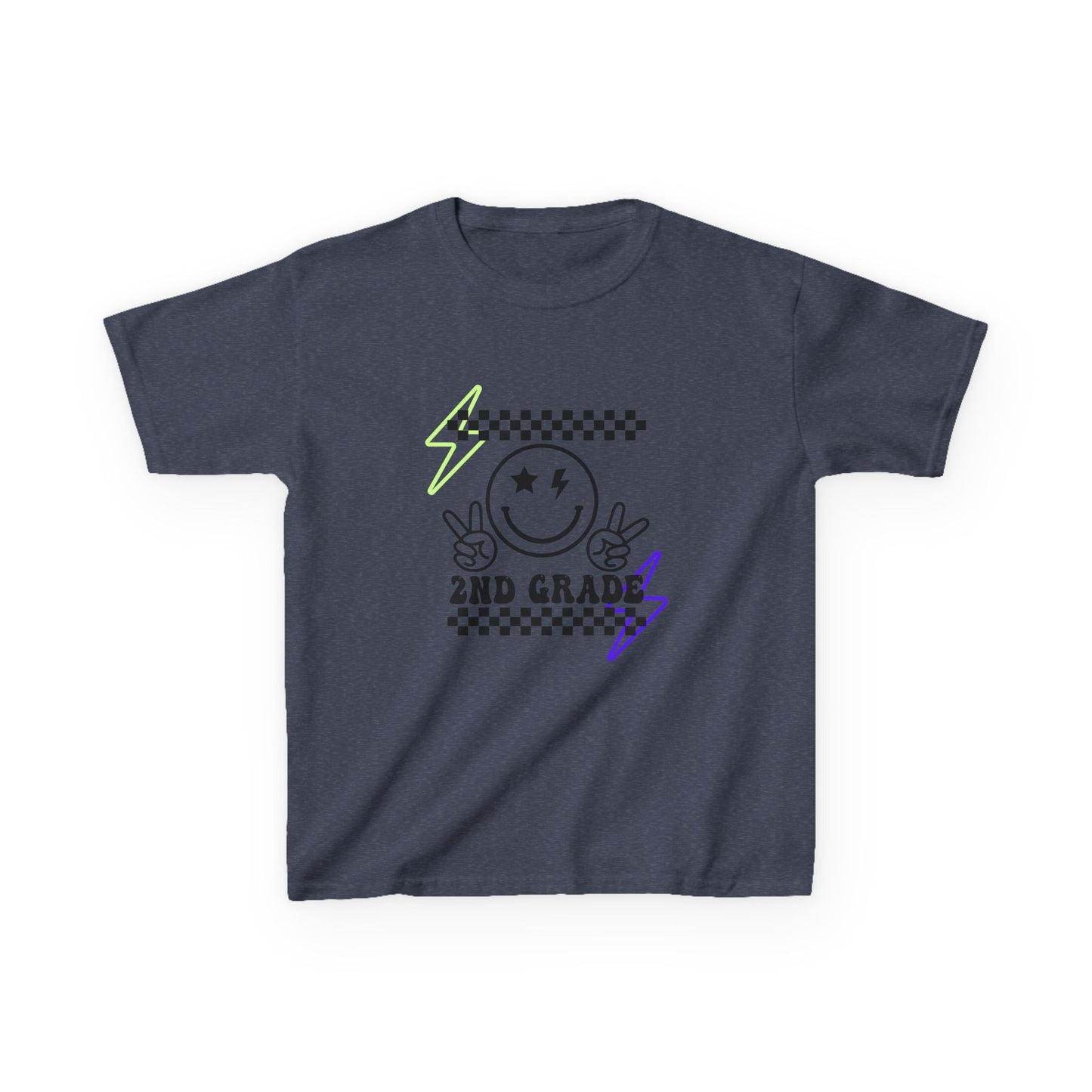 2nd Grade Kids T-Shirt — Smiley Racer Graphic Back-to-School Tee