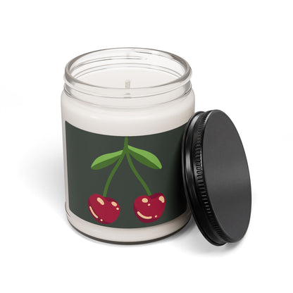 Cherry Scented Soy Candle — 9oz Jar with Sweet Cherry Design