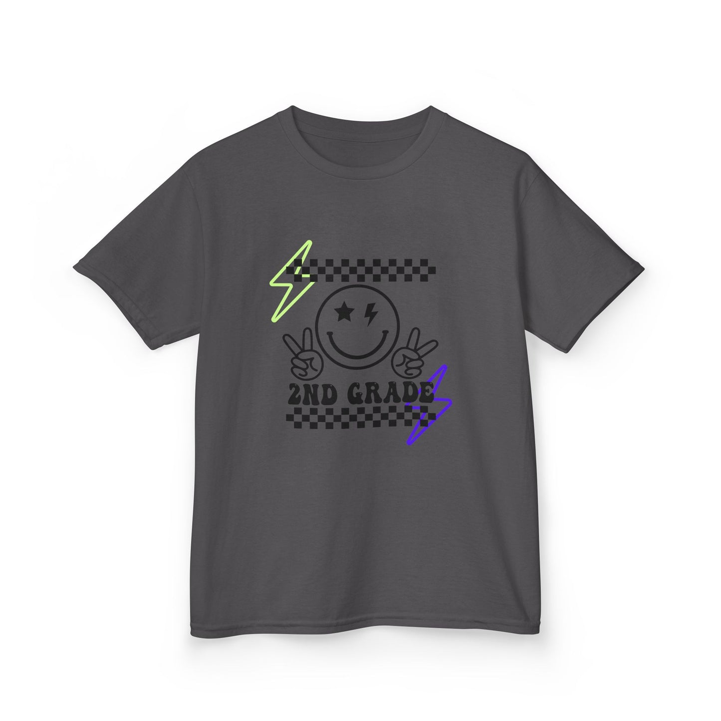 2nd Grade Kids T-Shirt — Smiley Racer Graphic Back-to-School Tee