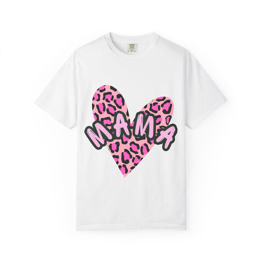 Mama Pink Leopard Heart T-Shirt