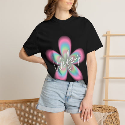 Wifey Flower Tee — Pastel Retro Floral 'Wifey' Graphic T-Shirt
