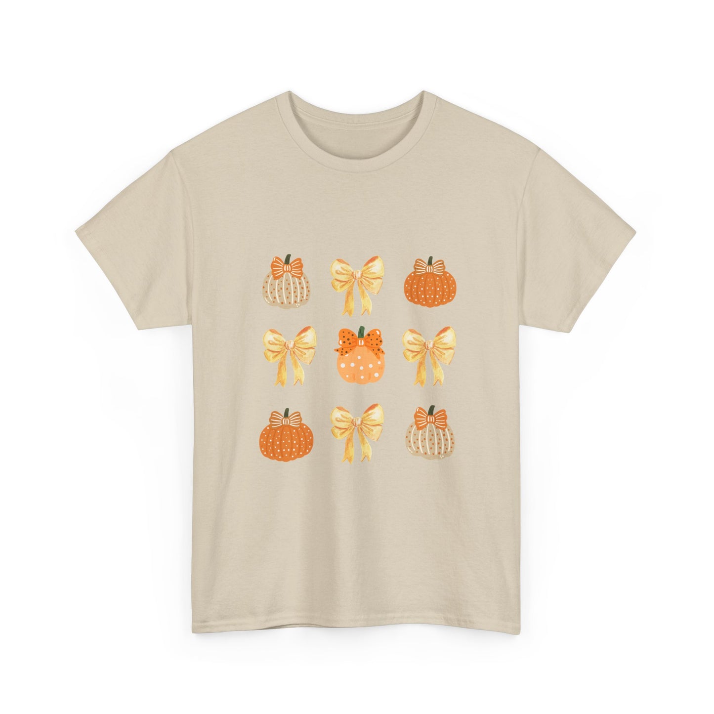 Pumpkin & Bow Fall Tee — Cute Autumn Pumpkin Graphic T-Shirt