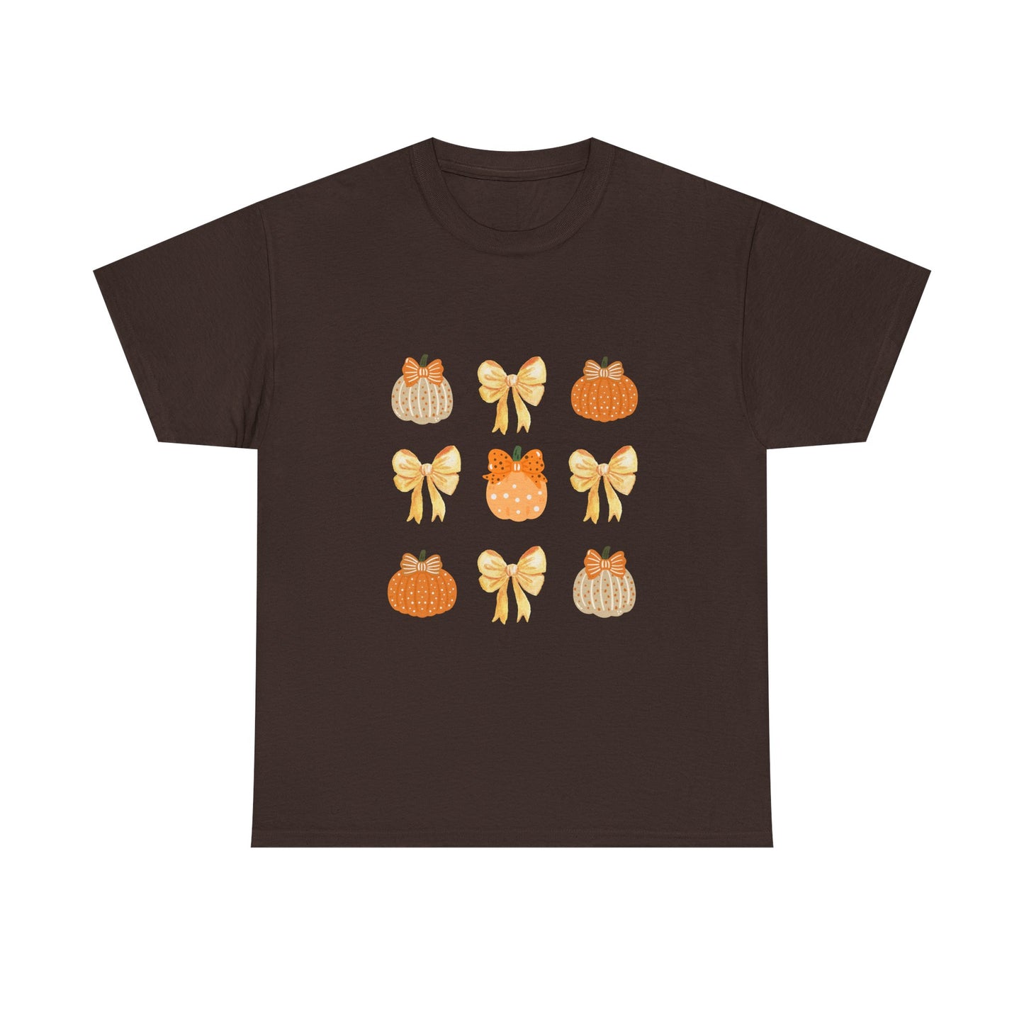 Pumpkin & Bow Fall Tee — Cute Autumn Pumpkin Graphic T-Shirt