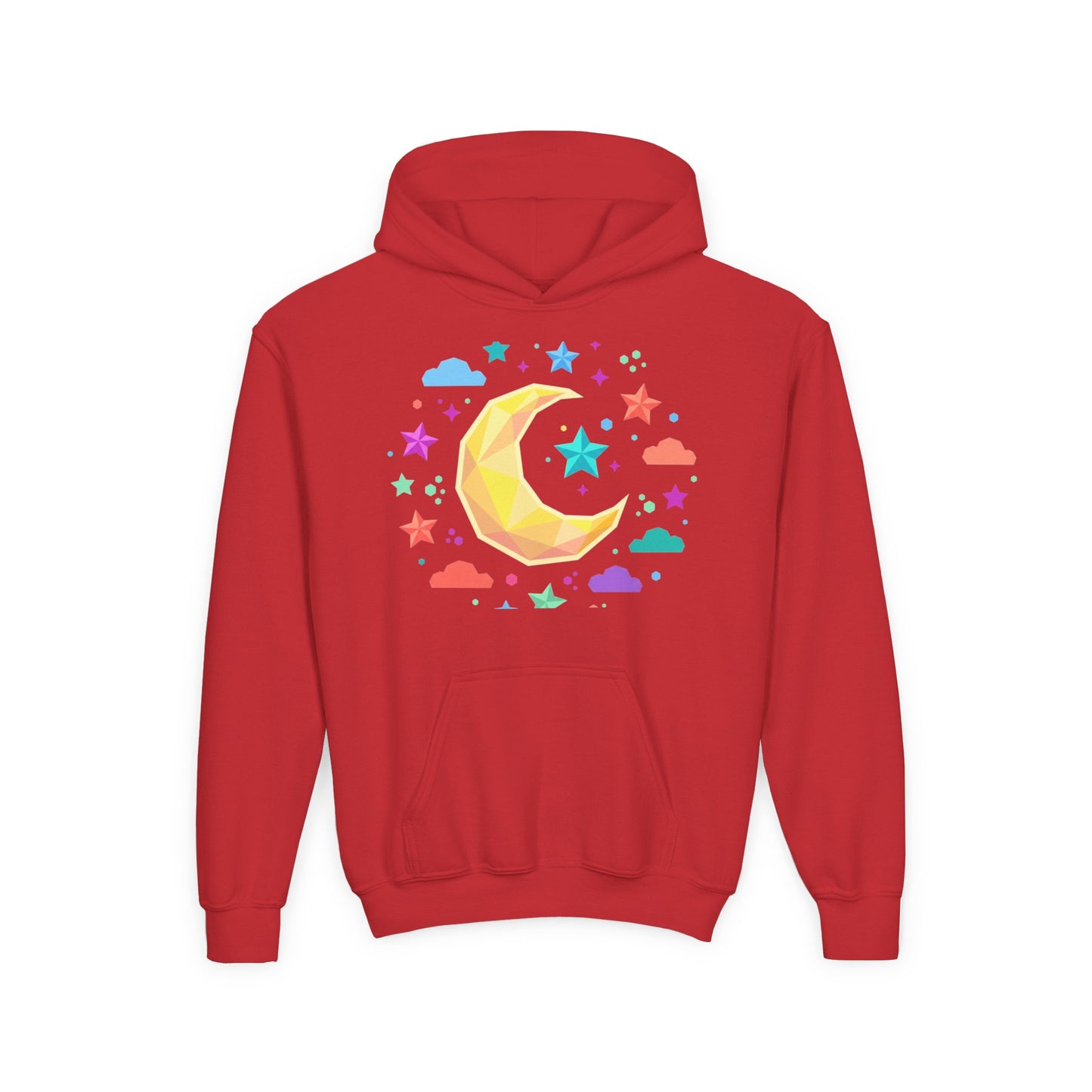 Kids Moon & Stars Hoodie — Colorful Crescent Night Sky Pullover