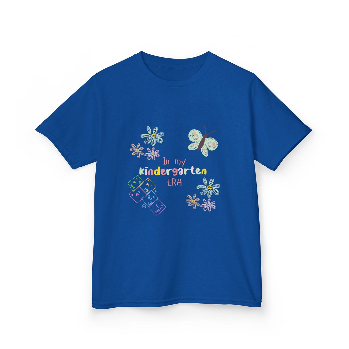 Kindergarten Era Kids T‑Shirt — Cute Butterfly & Crayon Back-to-School Tee