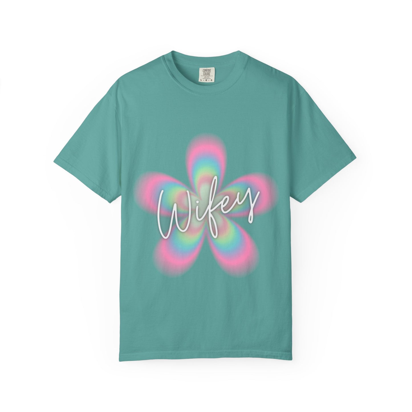 Wifey Flower Tee — Pastel Retro Floral 'Wifey' Graphic T-Shirt