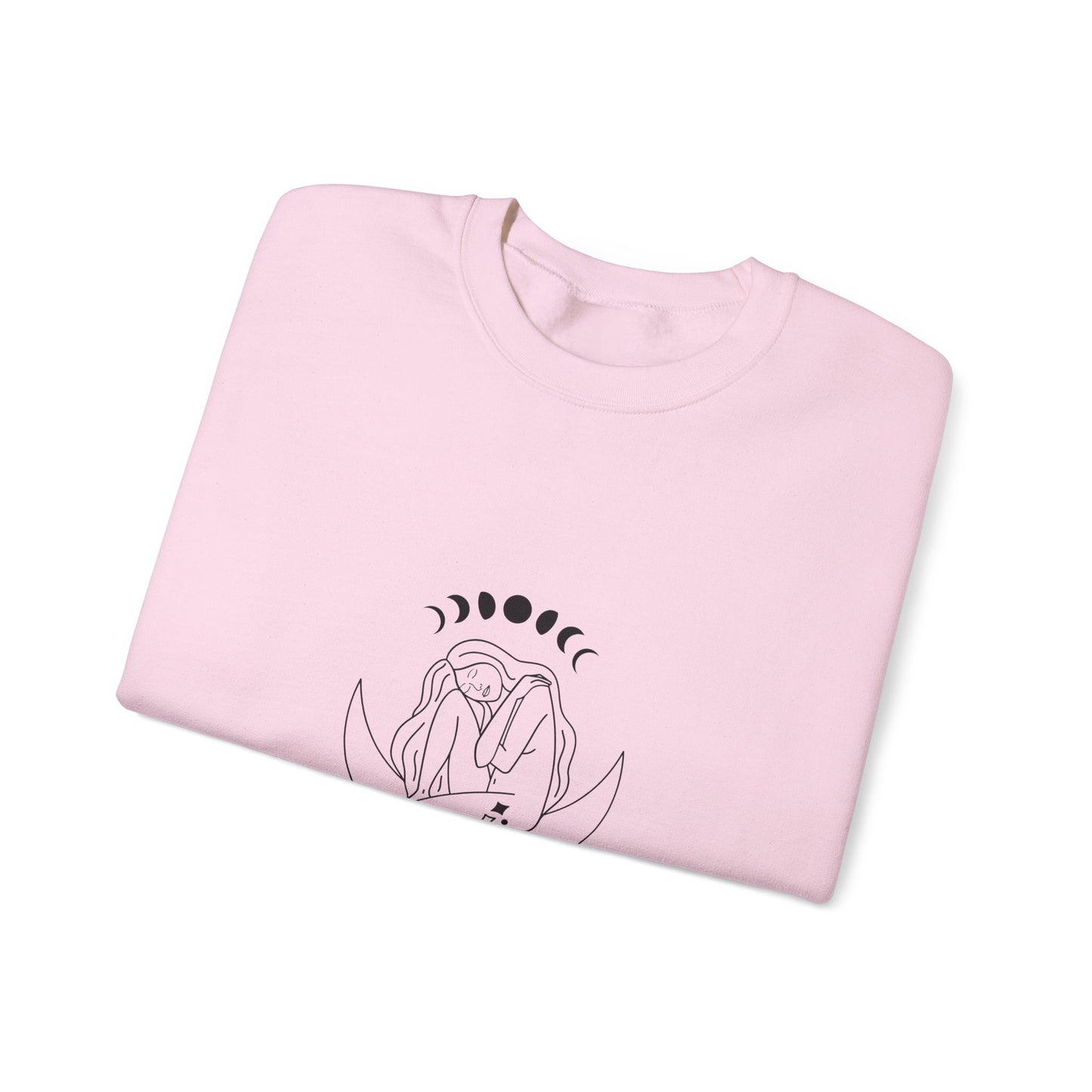 Crewneck Sweatshirt — Minimal Moon Phases Floral “The Moon Made Me Do It”