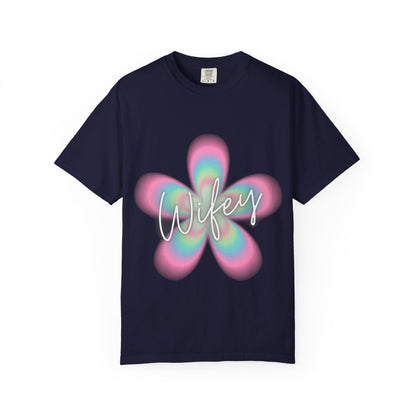 Wifey Flower Tee — Pastel Retro Floral 'Wifey' Graphic T-Shirt