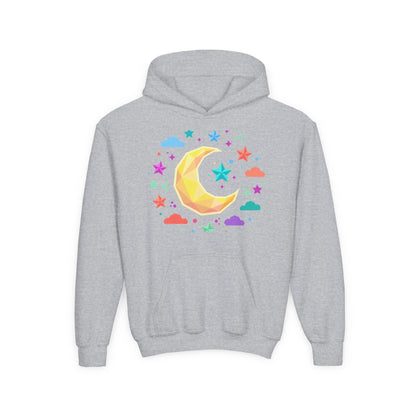 Kids Moon & Stars Hoodie — Colorful Crescent Night Sky Pullover