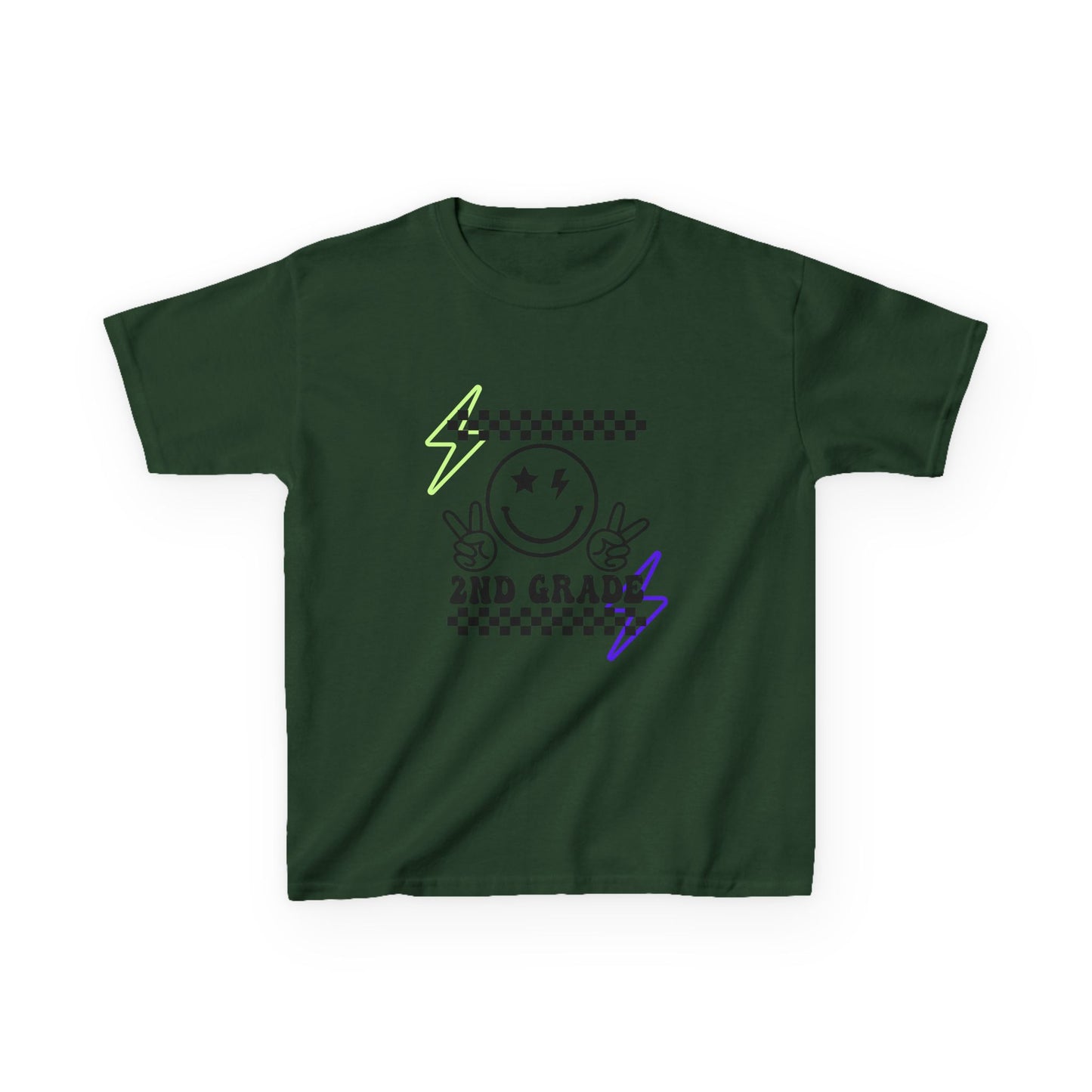 2nd Grade Kids T-Shirt — Smiley Racer Graphic Back-to-School Tee