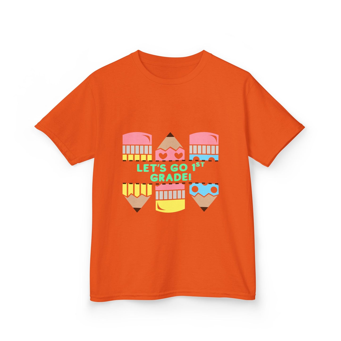 Kids T-Shirt — "Let's Go to 1st Grade" Cute Pencil Back-to-School Tee
