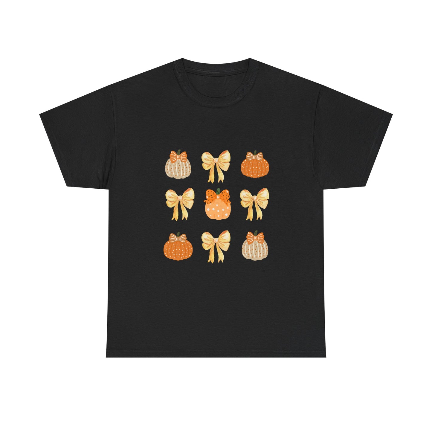 Pumpkin & Bow Fall Tee — Cute Autumn Pumpkin Graphic T-Shirt