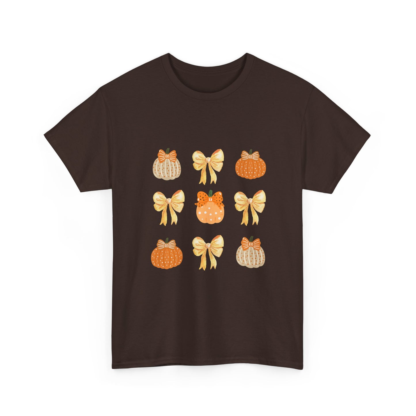 Pumpkin & Bow Fall Tee — Cute Autumn Pumpkin Graphic T-Shirt