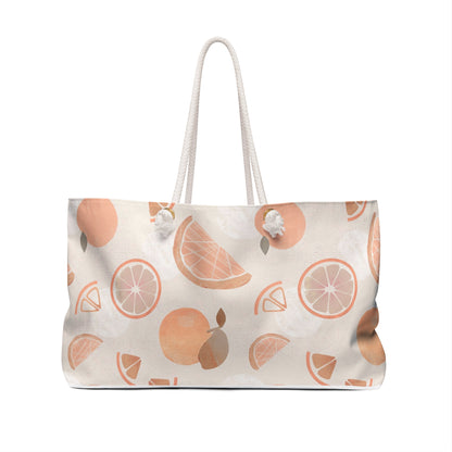 Peach Citrus Weekender Bag — Floral Peach Pattern Travel Tote