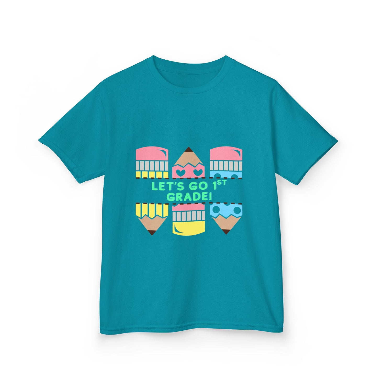Kids T-Shirt — "Let's Go to 1st Grade" Cute Pencil Back-to-School Tee