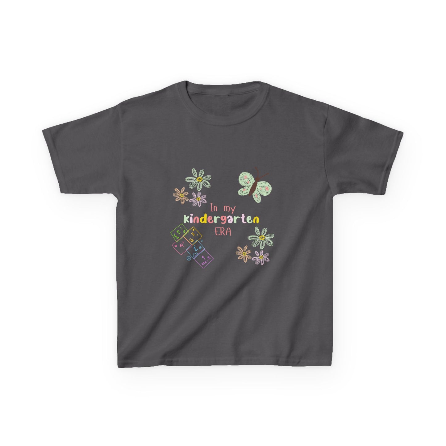 Kindergarten Era Kids T‑Shirt — Cute Butterfly & Crayon Back-to-School Tee