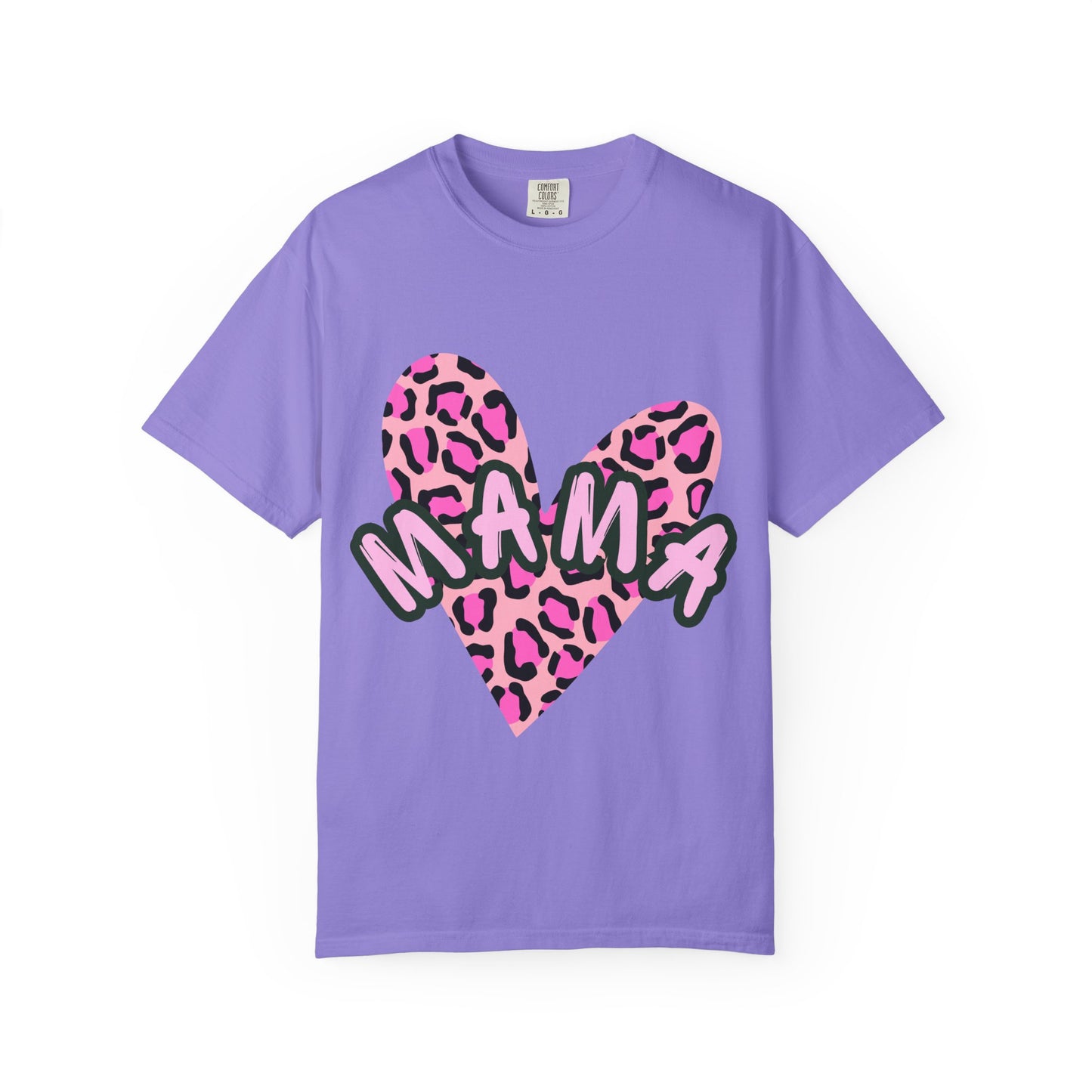 Mama Pink Leopard Heart T-Shirt