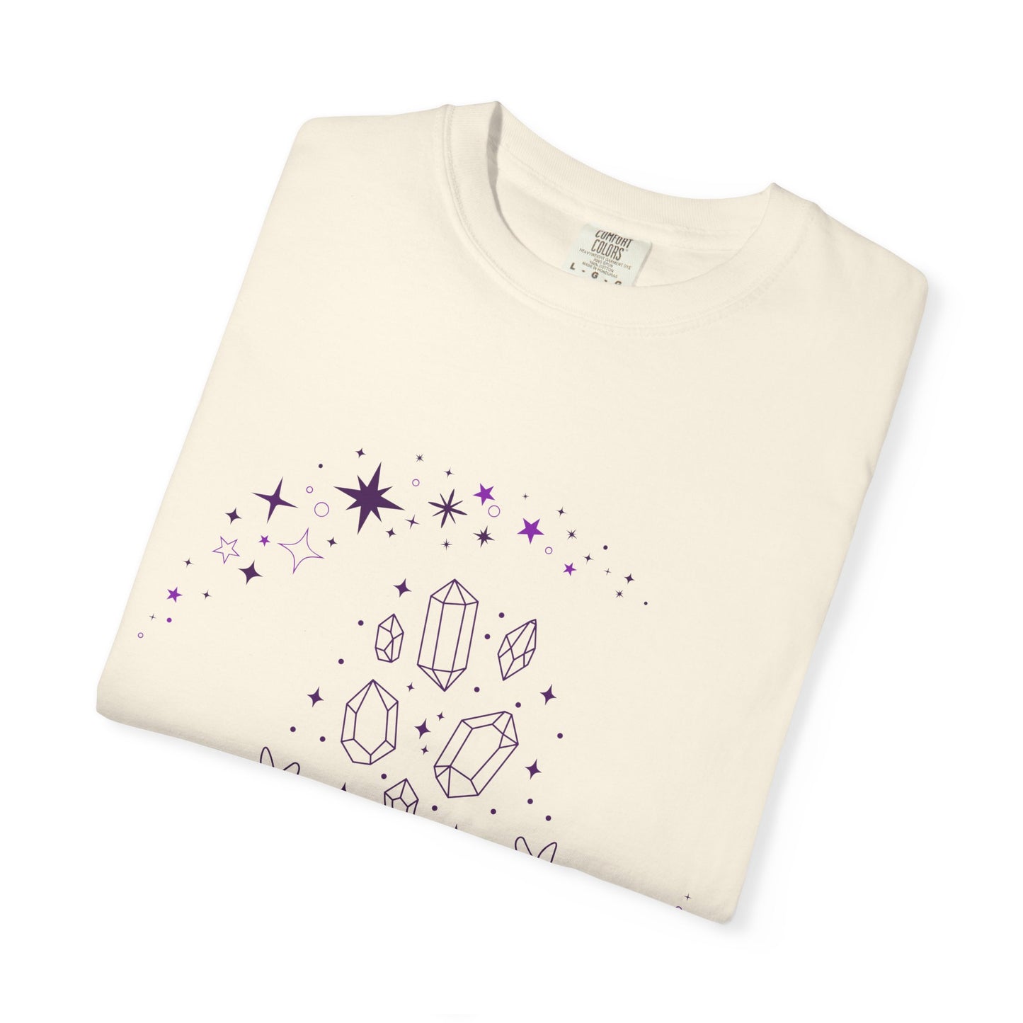 Crystal Reading T-Shirt — Mystical Hands, Floating Crystals & Stars Tee