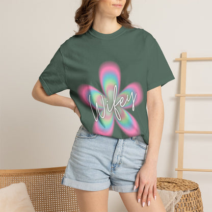 Wifey Flower Tee — Pastel Retro Floral 'Wifey' Graphic T-Shirt