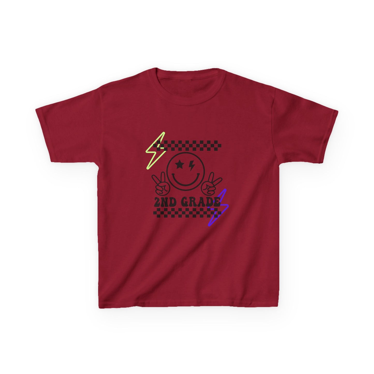 2nd Grade Kids T-Shirt — Smiley Racer Graphic Back-to-School Tee