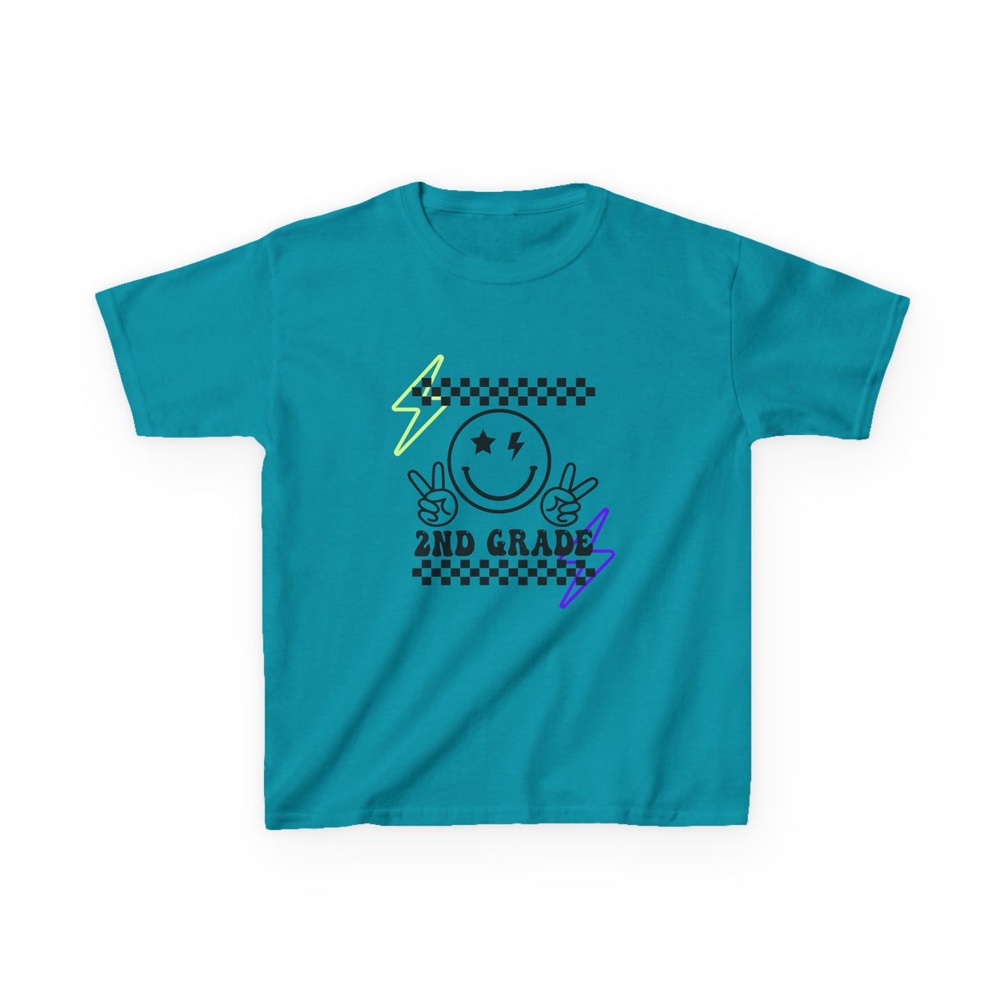 2nd Grade Kids T-Shirt — Smiley Racer Graphic Back-to-School Tee