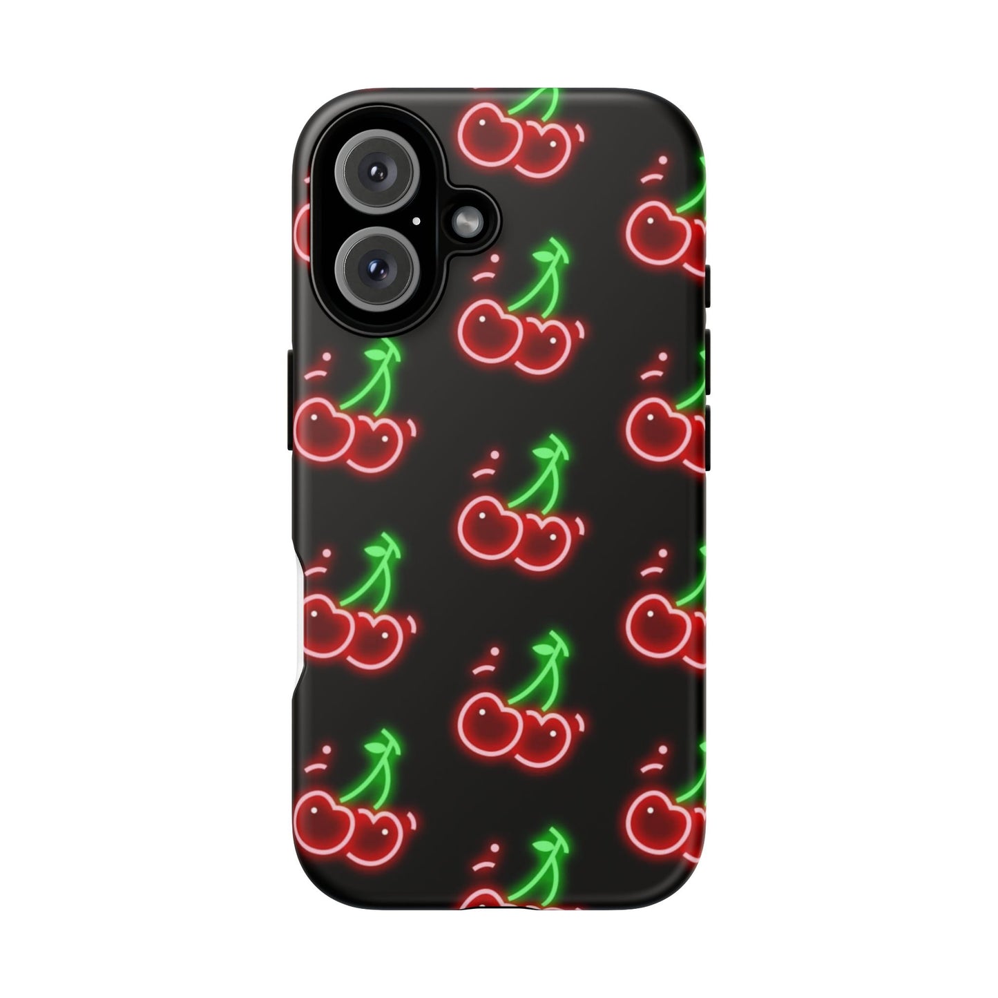 Neon Cherry Phone Case – Retro Fruit Pattern Protective iPhone Cover