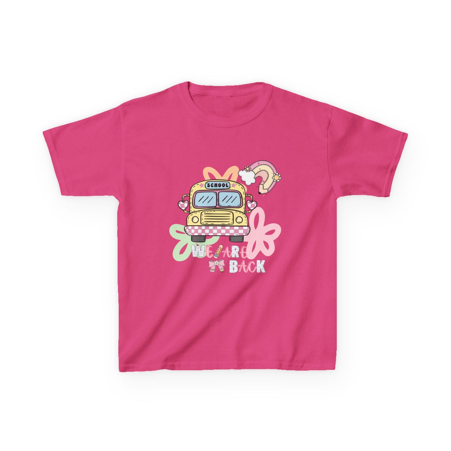 Kids Tee – 'We’re Back' Retro School Bus Graphic