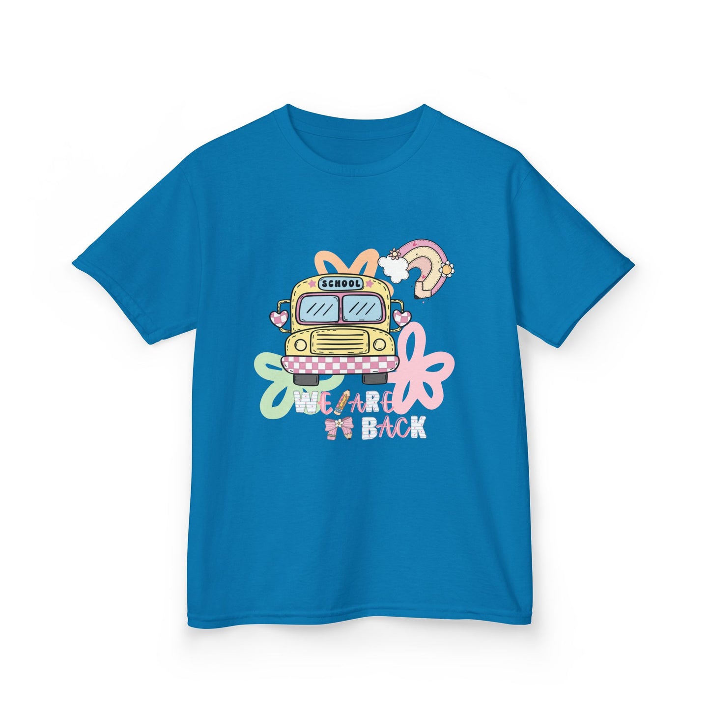 Kids Tee – 'We’re Back' Retro School Bus Graphic