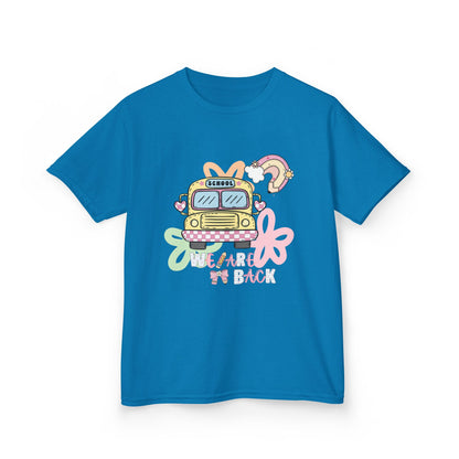 Kids Tee – 'We’re Back' Retro School Bus Graphic