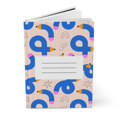 Floral Pencil Hardcover Journal — Cute Pink Notebook for Notes & School