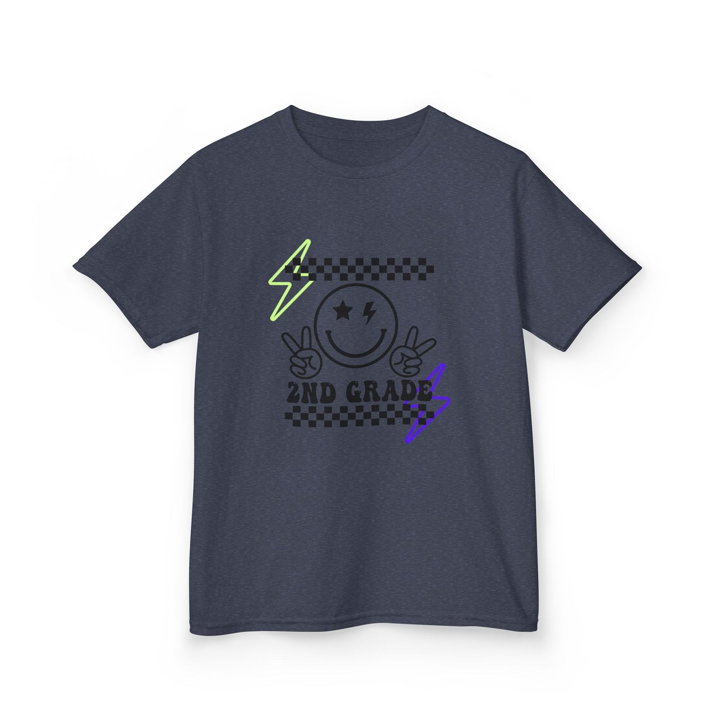 2nd Grade Kids T-Shirt — Smiley Racer Graphic Back-to-School Tee