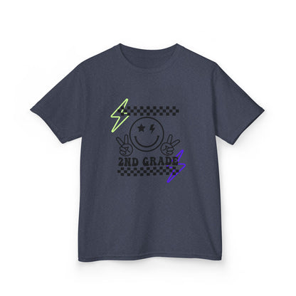 2nd Grade Kids T-Shirt — Smiley Racer Graphic Back-to-School Tee