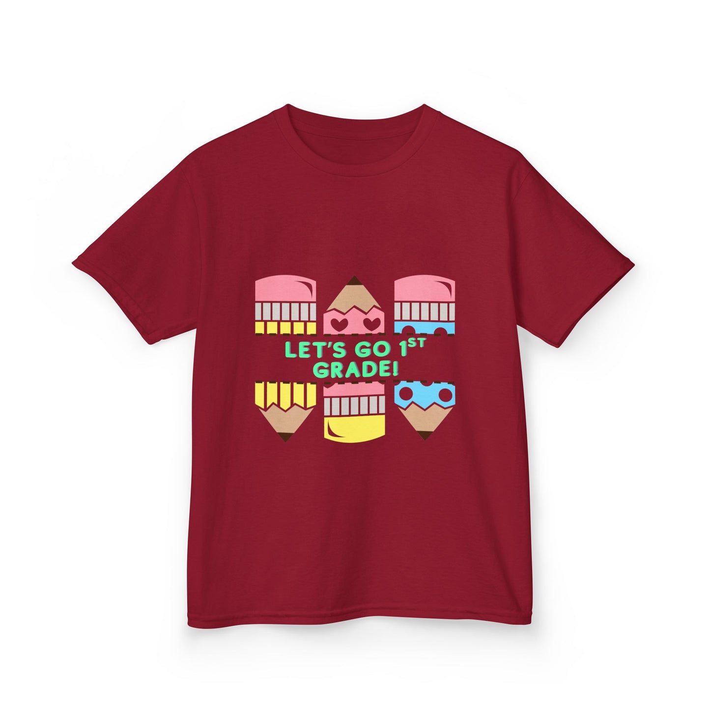 Kids T-Shirt — "Let's Go to 1st Grade" Cute Pencil Back-to-School Tee