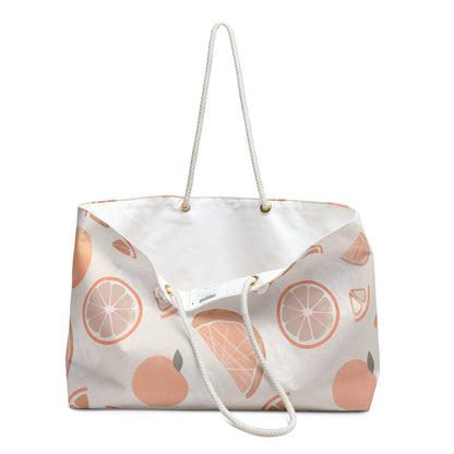 Peach Citrus Weekender Bag — Floral Peach Pattern Travel Tote