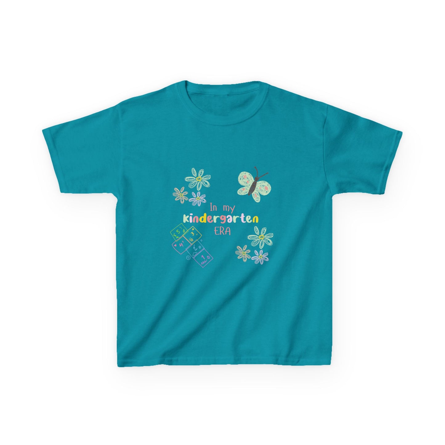 Kindergarten Era Kids T‑Shirt — Cute Butterfly & Crayon Back-to-School Tee