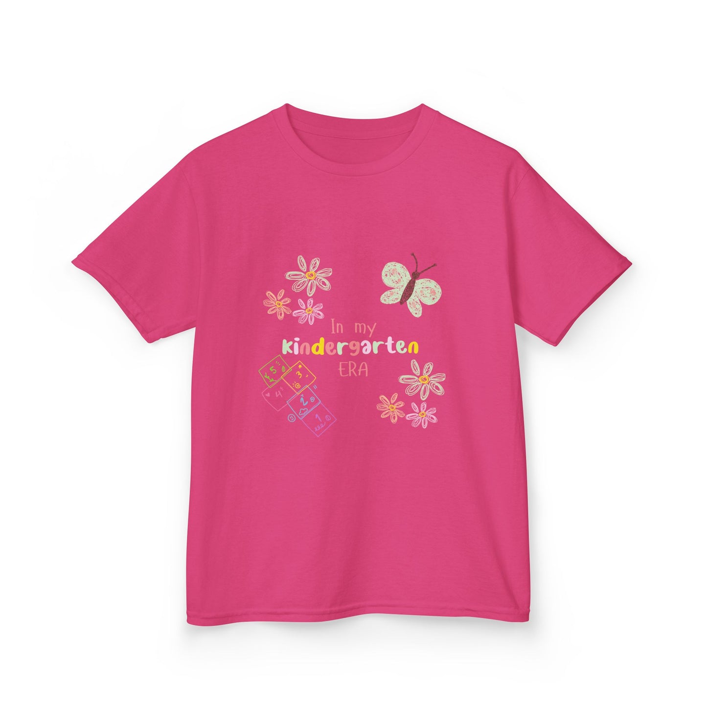Kindergarten Era Kids T‑Shirt — Cute Butterfly & Crayon Back-to-School Tee
