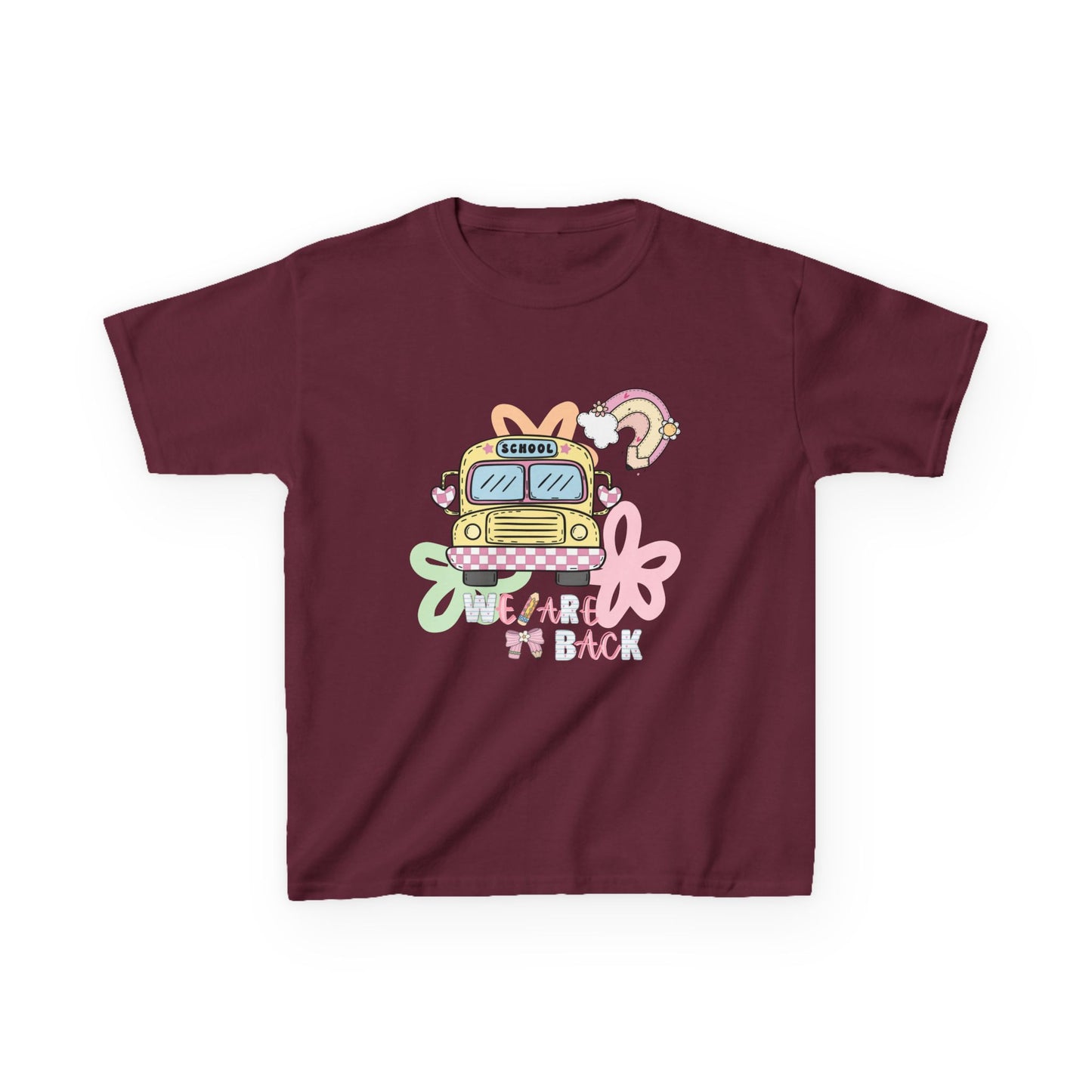 Kids Tee – 'We’re Back' Retro School Bus Graphic