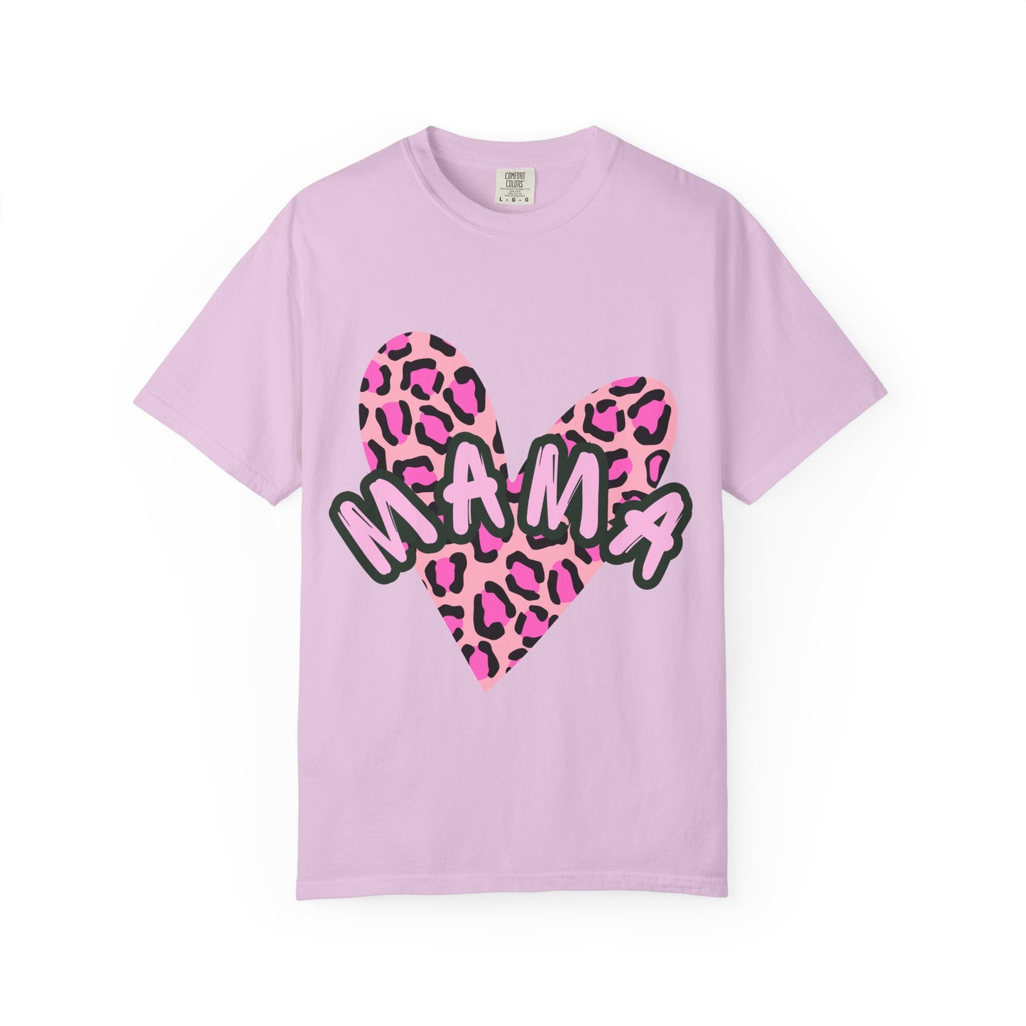 Mama Pink Leopard Heart T-Shirt