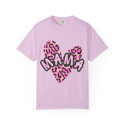Mama Pink Leopard Heart T-Shirt