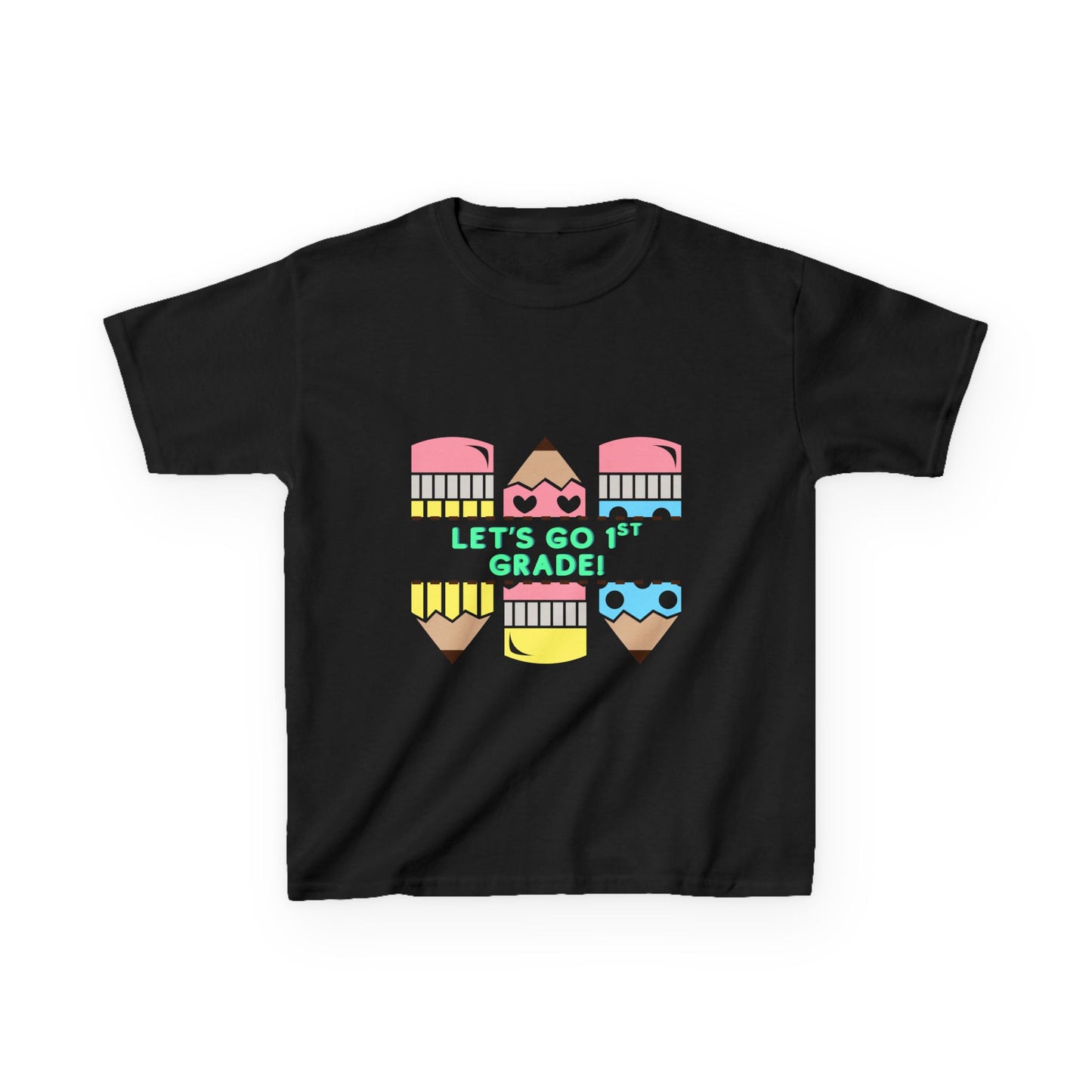 Kids T-Shirt — "Let's Go to 1st Grade" Cute Pencil Back-to-School Tee