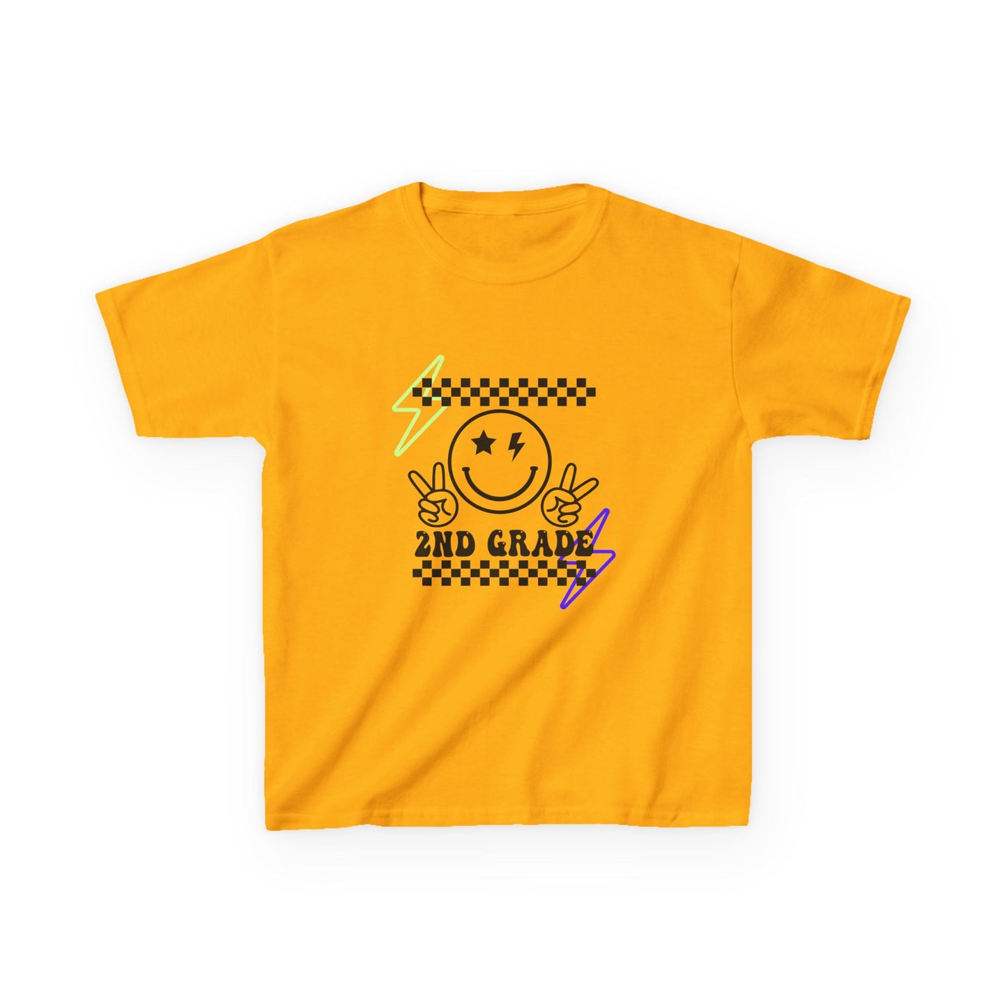 2nd Grade Kids T-Shirt — Smiley Racer Graphic Back-to-School Tee