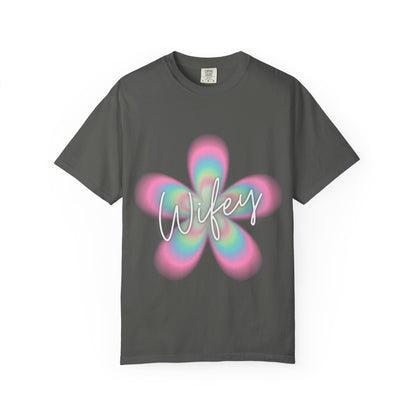 Wifey Flower Tee — Pastel Retro Floral 'Wifey' Graphic T-Shirt