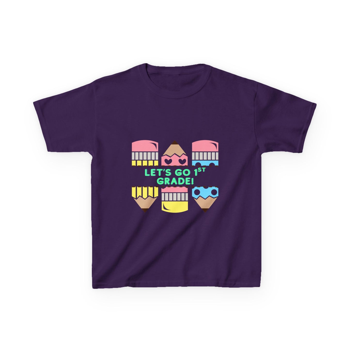 Kids T-Shirt — "Let's Go to 1st Grade" Cute Pencil Back-to-School Tee
