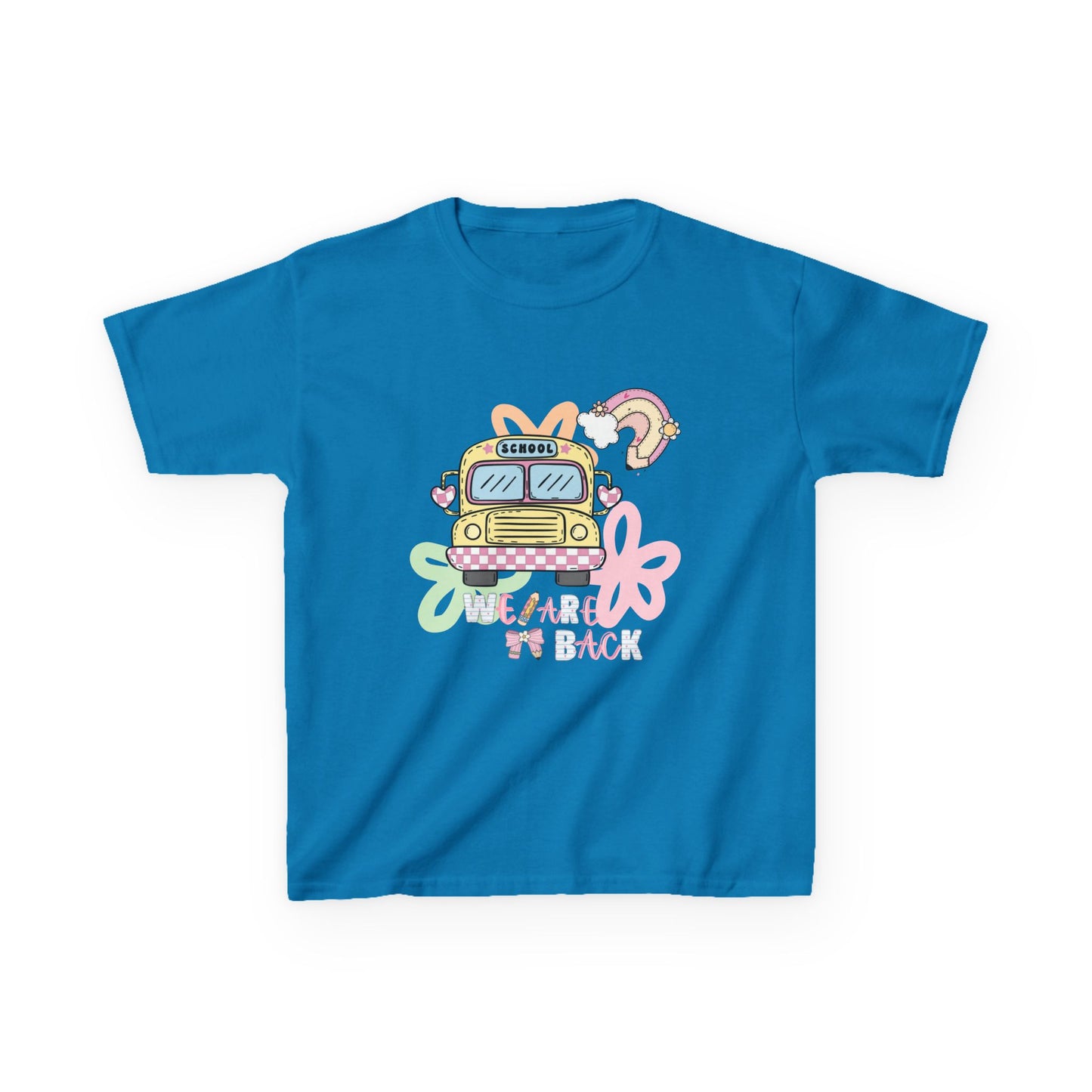 Kids Tee – 'We’re Back' Retro School Bus Graphic