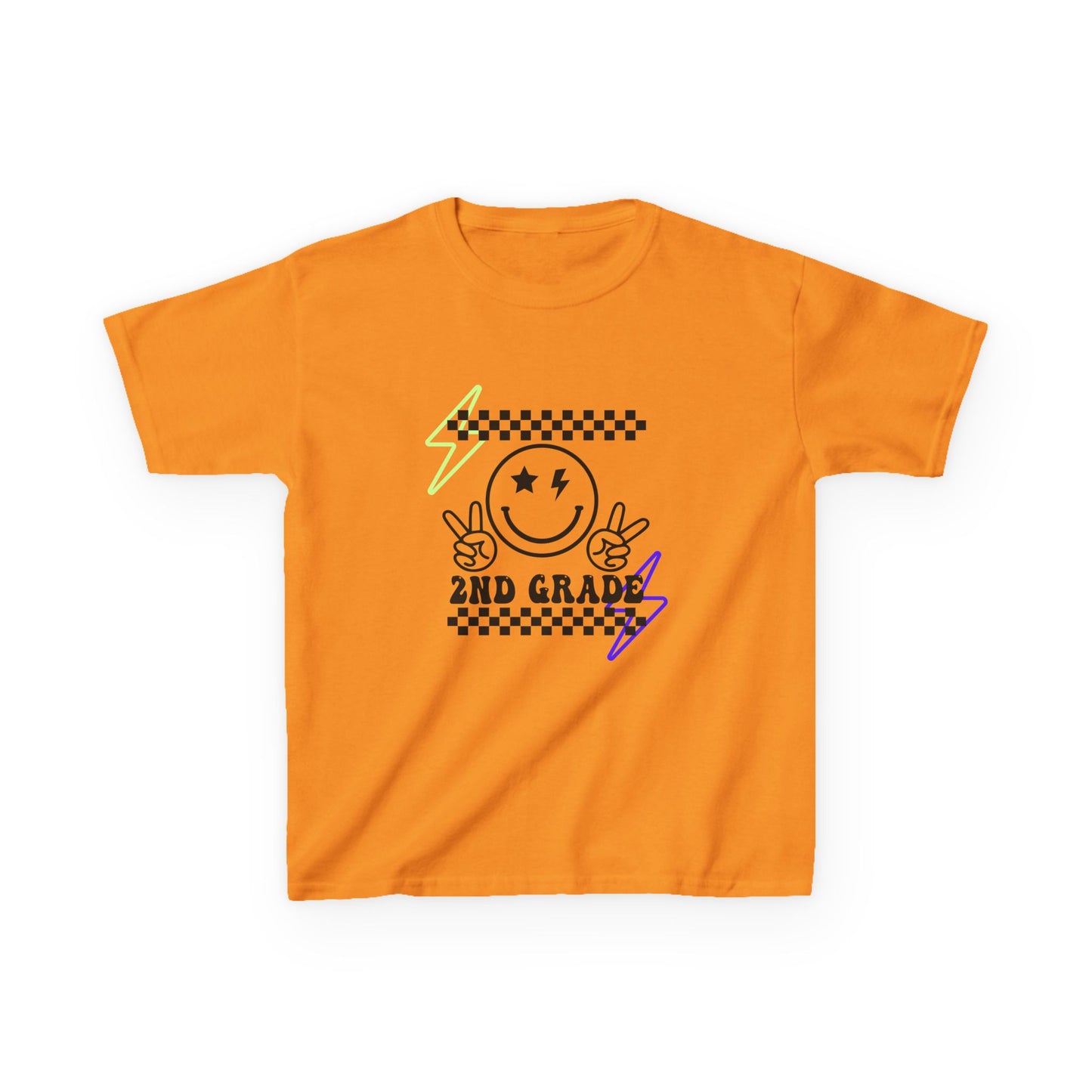 2nd Grade Kids T-Shirt — Smiley Racer Graphic Back-to-School Tee